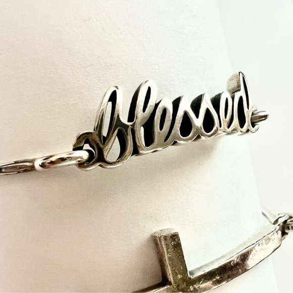 James Avery BLESSED & CROSS hook on style soft hammered bracelets - Picture 7 of 12